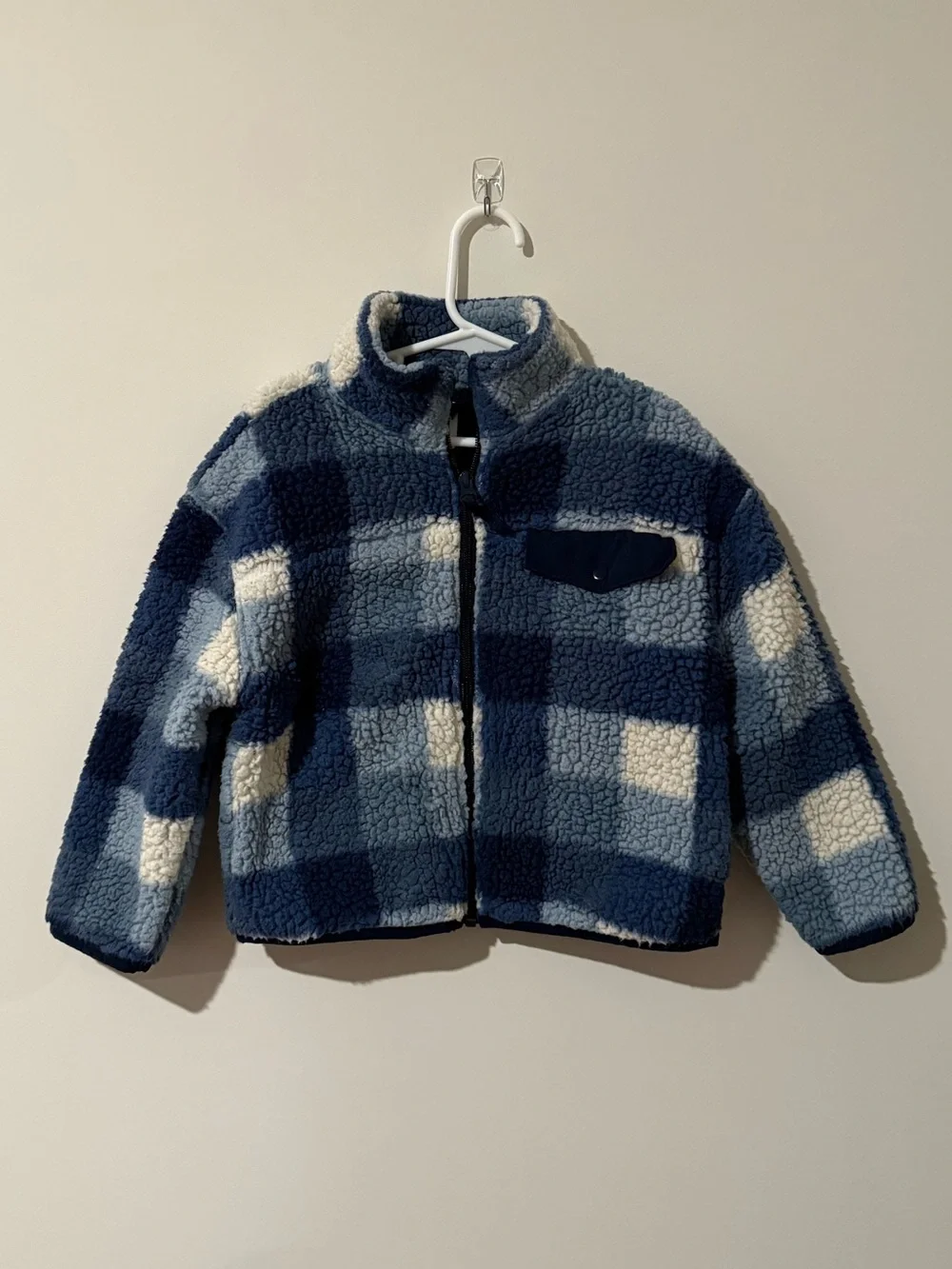 Carter's Blue & White Plaid Sherpa Zip Jacket